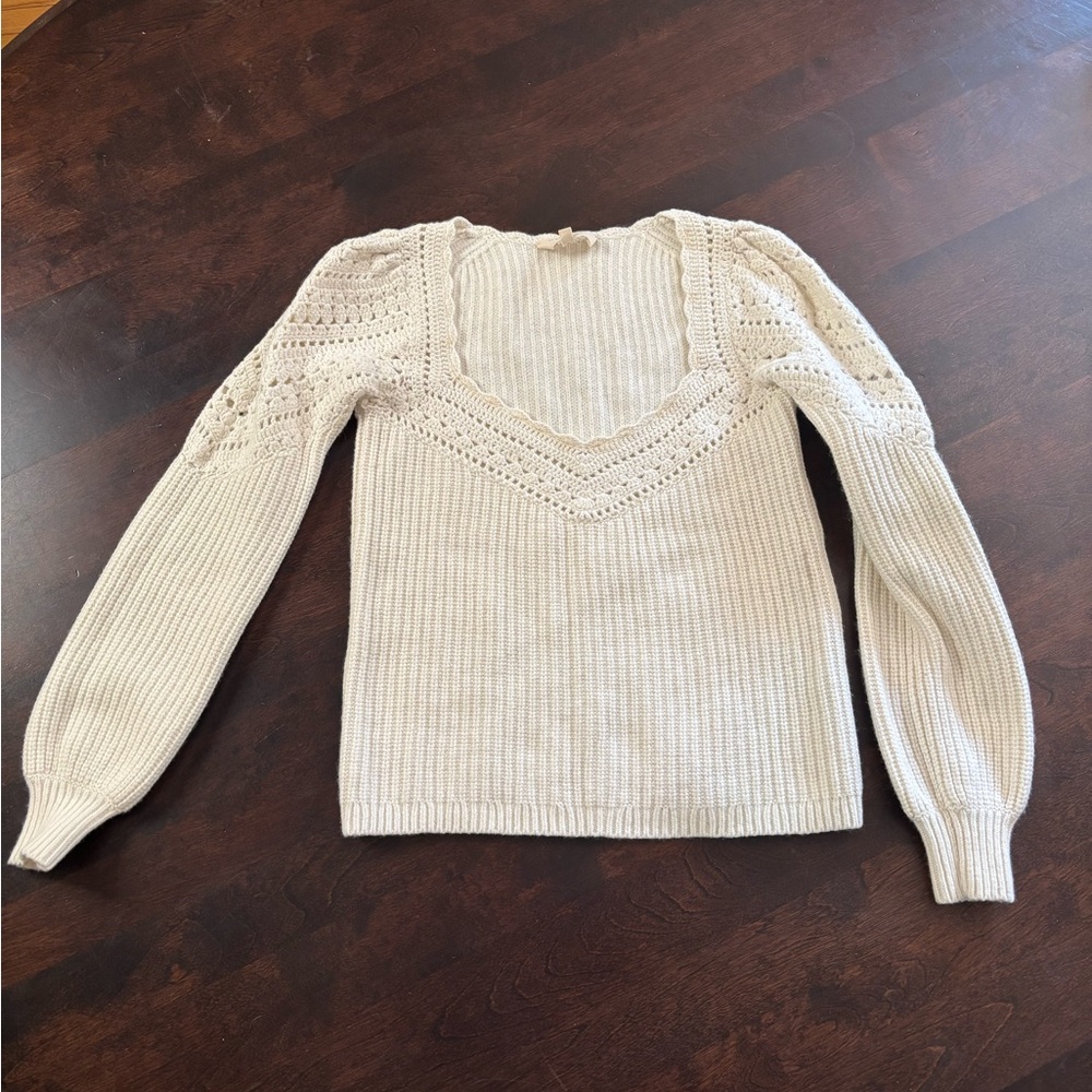 Sezane Cream V-Neck Sweater